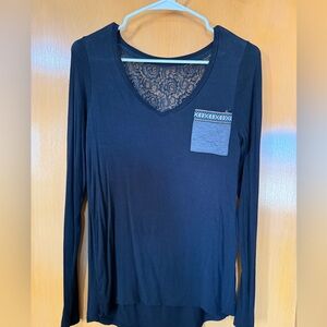 Elegant Black Lace Long Sleeve Top